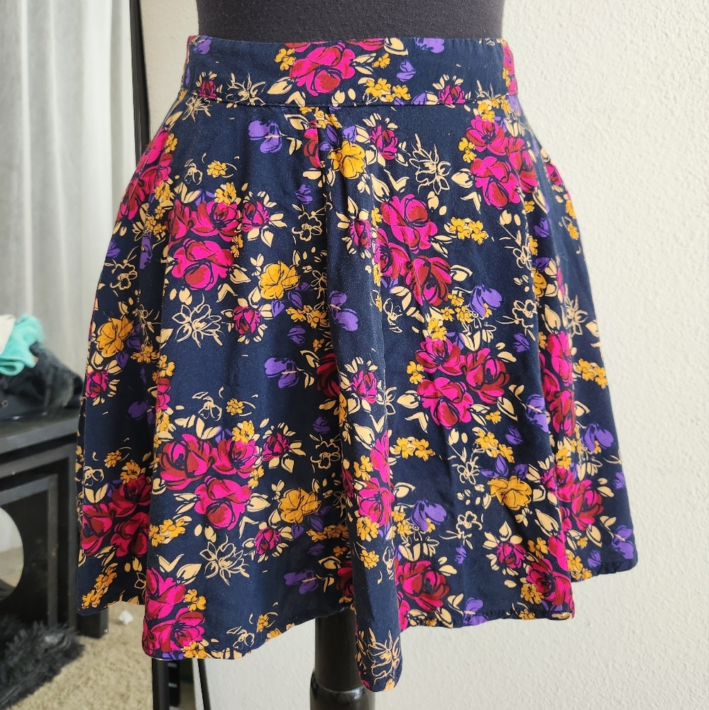Cotton On Black Floral Mini Skirt XS